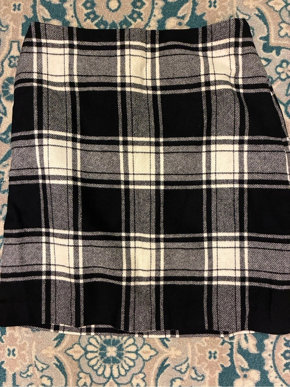 Talbots Plaid Pencil Skirt in Black & White Size 6 NWT